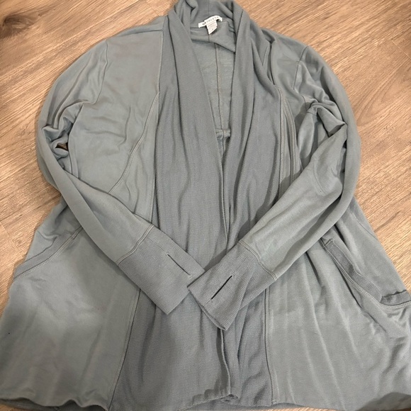 Athleta Pranayama Open Front Restore Wrap Cardigan - Size L - Blue Green - Picture 10 of 10